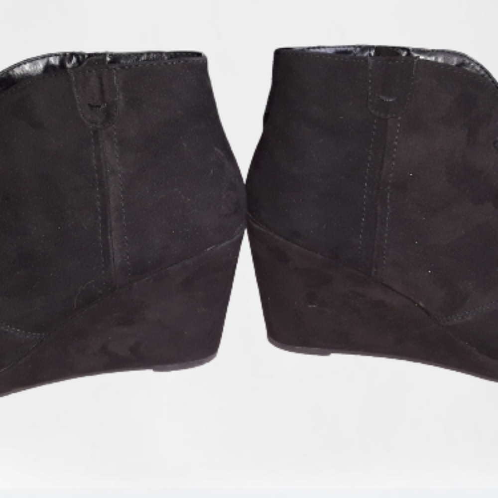 Black Suede Wedge Booties